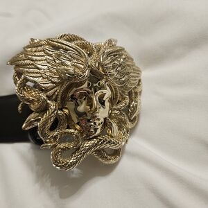 Versace Gold and Black Medusa Belt